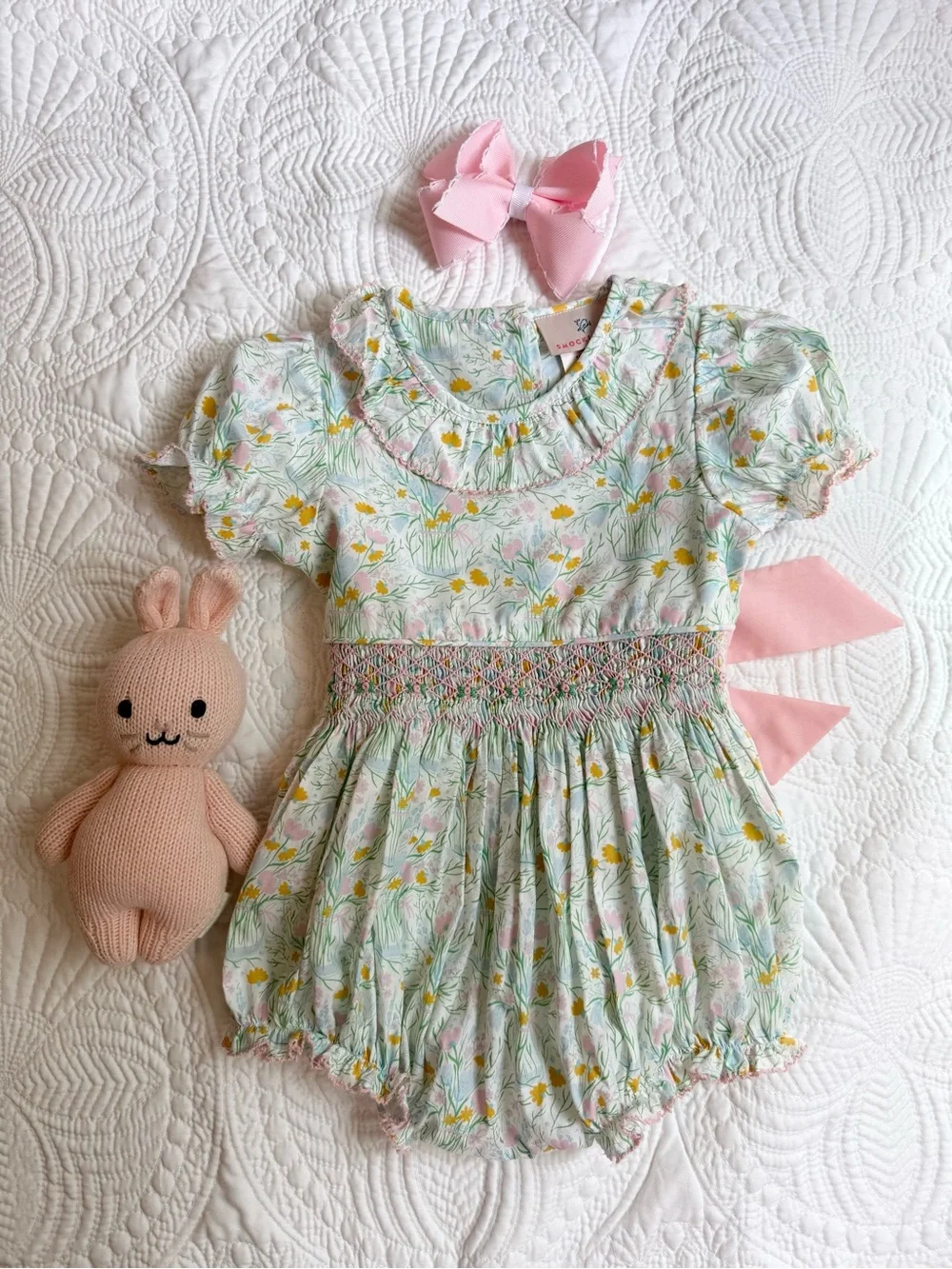 Smockingbird Floral Bouquet Smocked Jenny Bubble